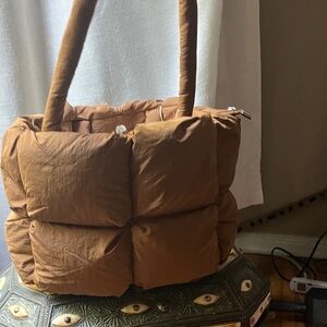 Elegant Brown Quilted Tote Bag